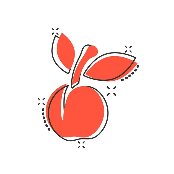 Icono de fruta de albaricoque en estilo cómico. Melocotón postre vector de dibujos animados — Archivo Imágenes Vectoriales