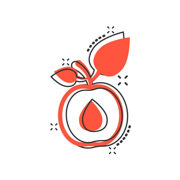 Aprikosenfrucht-Ikone im Comic-Stil. Pfirsich Dessert Vektor Karikatur — Stockvektor