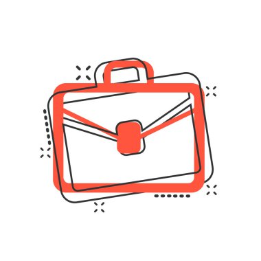 Komik tarzda evrak çantası işareti simgesi. Bavul vektör karikatür Illu