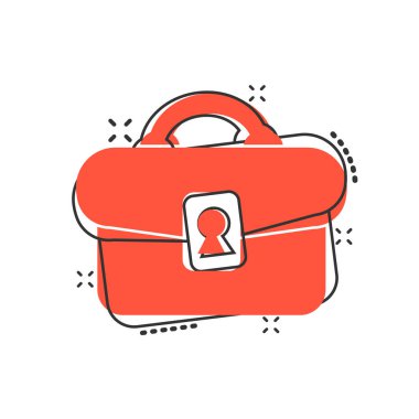 Komik tarzda evrak çantası işareti simgesi. Bavul vektör karikatür Illu