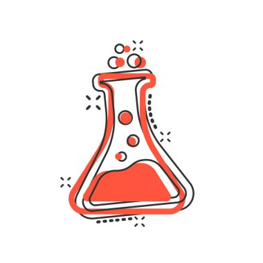 Komik tarzda Kimya kadehler işareti simgesi. Flask test tüp Vect