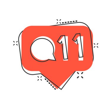 Komik tarzda sosyal medya bildirim işareti simgesi. Gibi, commen