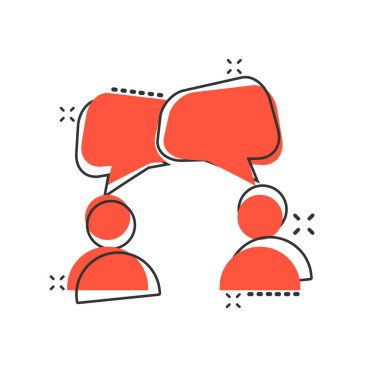 Komik tarzda sohbet işareti simgesini konuşun. Kabarcık diyalog vektör cartoo