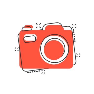 Komik tarzda kamera cihaz işareti simgesi. Fotoğraf vektör Carto