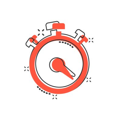 Komik tarzda saat işareti simgesi. Zaman yönetimi vektör karikatür i