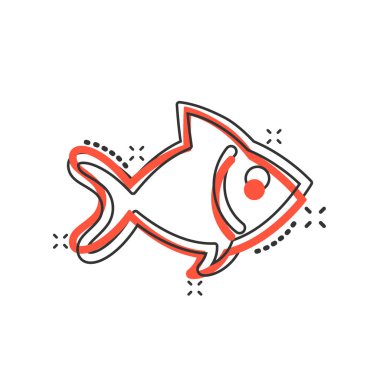 Komik tarzda balık işareti simgesi. Goldfish vektör karikatür ıllustrat