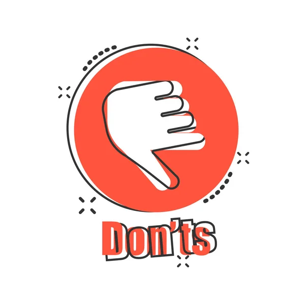 Don'ts sign icon in comic style. Unlike vector cartoon illustrat — Stock Vector