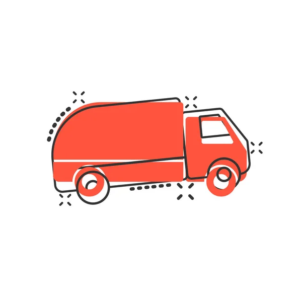 Icône de signe de camion de livraison dans le style comique. Van vecteur dessin animé illu — Image vectorielle