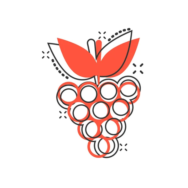 Grape fruits sign icon in comic style. Grapevine vector cartoon — Stock Vector