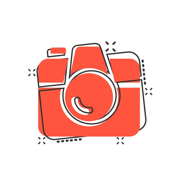 Icono de signo de dispositivo de cámara en estilo cómico. Fotografía vector carto — Archivo Imágenes Vectoriales