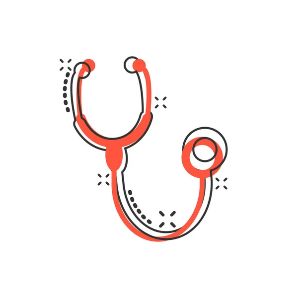 Ikona znaku stetoskop w stylu komiksowym. Lekarz medyczny wózek wektor — Wektor stockowy
