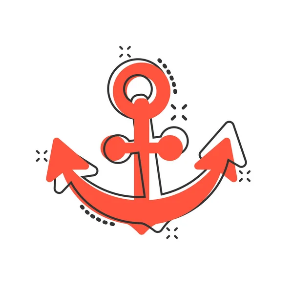 Bootsanker-Zeichen-Symbol im Comic-Stil. Vektor für maritime Ausrüstung — Stockvektor