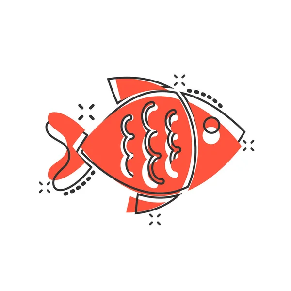 Icône de signe de poisson dans le style comique. Illustrat de dessin animé vectoriel Poisson rouge — Image vectorielle