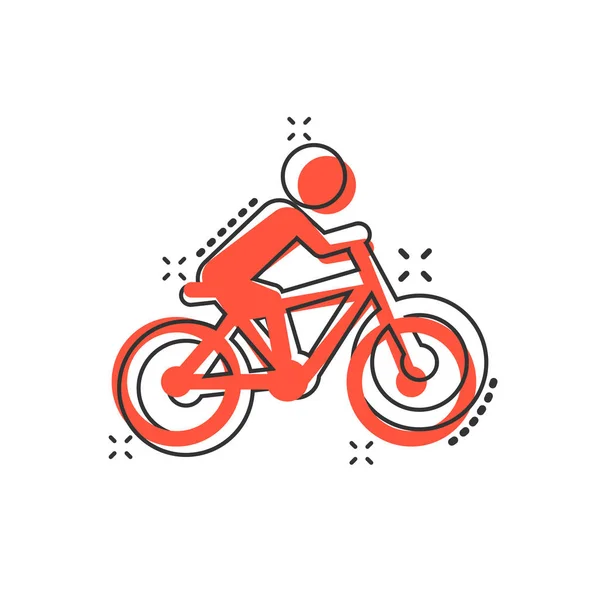 Люди на велосипеде вывеска икона в комическом стиле. Веловекторная карикатура — стоковый вектор