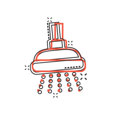 Komik tarzda duş işareti simgesi. Banyo su cihazı vektör CA