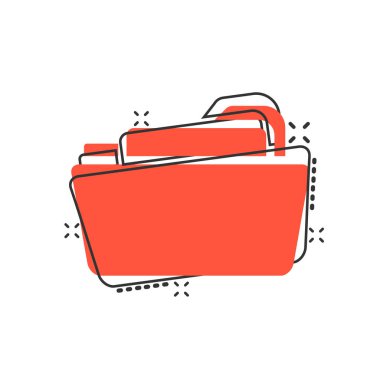 Komik tarzda dosya klasörü simgesi. Belgeler arşiv vektör cartoo