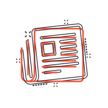 Komik tarzı dergi sayfa simgesi. Haber vektör karikatür illüstrasyon