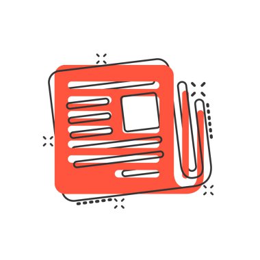 Komik tarzı dergi sayfa simgesi. Haber vektör karikatür illüstrasyon