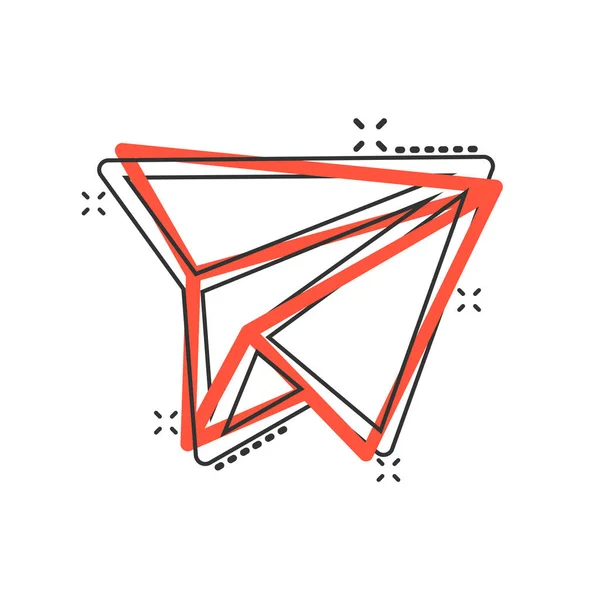 Ícone de avião de papel em estilo cômico. Plane vector cartoon illustr —  Vetores de Stock