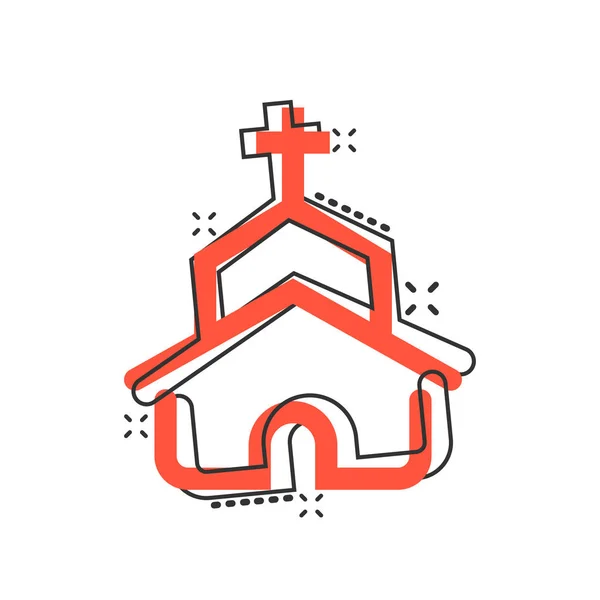Ícone da igreja em estilo cômico. Capela vetor desenho animado ilustração o — Vetor de Stock