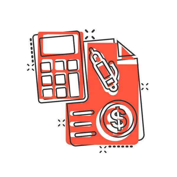 Money calculation icon in comic style. Budget banking vector car — Stock Vector