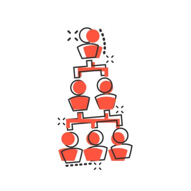 Vektör karikatür insanları kurumsal organizasyon çizelgesi simgesi