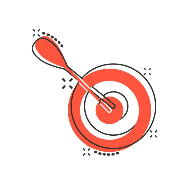 Vector cartoon target aim icon in comic style. Darts game sign i — ストックベクタ