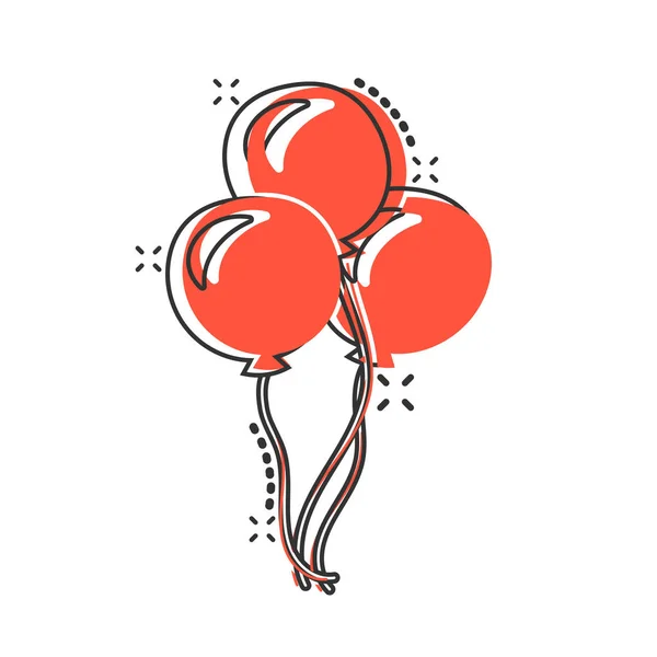Vector cartoon air balloon icon in comic style. Birthday baloon — ストックベクタ
