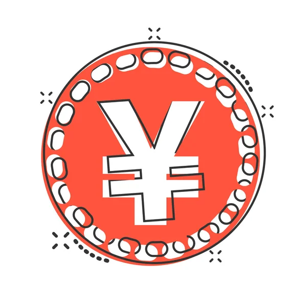 Yen de dibujos animados vectorial, yuan moneda icono en estilo cómico. Yen. — Vector de stock