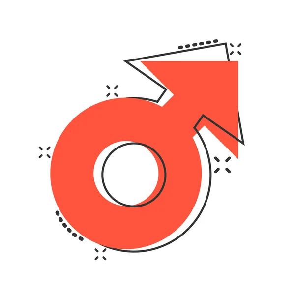 Διάνυσμα καρτούν αρσενικό σύμβολο φύλο εικονίδιο σε στυλ κόμικ. Άνδρες — Διανυσματικό Αρχείο