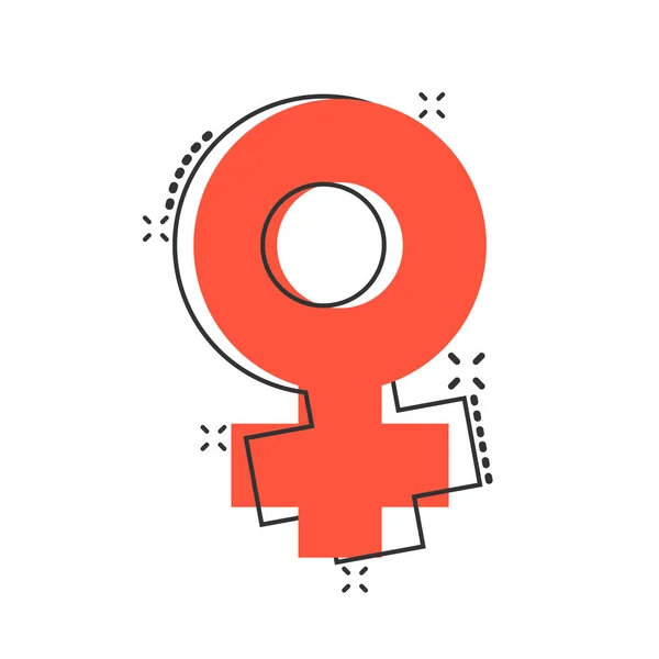 Vektor tecknad kvinnlig kön symbol ikon i komisk stil. Kvinnor gend — Stock vektor