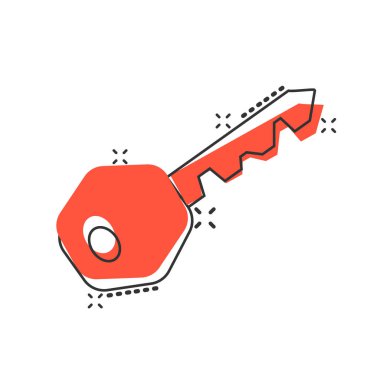 Çizgi roman tarzında anahtar simge. Giriş vektörü çizgi film çizimine erişim