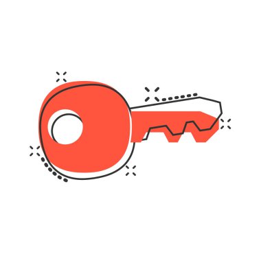 Çizgi roman tarzında anahtar simge. Giriş vektörü çizgi film çizimine erişim