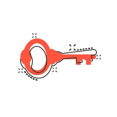 Çizgi roman tarzında anahtar simge. Giriş vektörü çizgi film çizimine erişim