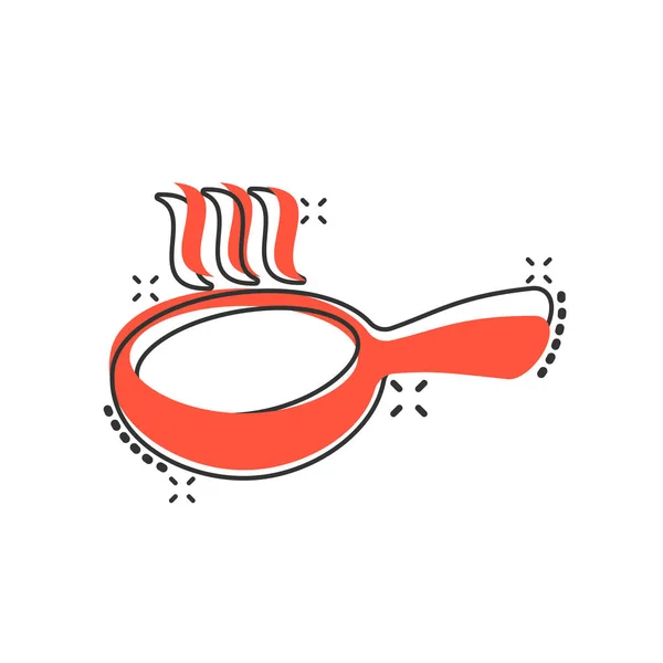 Vector icône de poêle à frire dessin animé dans un style comique. Plaque de cuisson conce — Image vectorielle