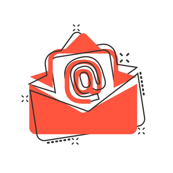 Icône de l'enveloppe de courrier dans un style comique. Email message vectoriel dessin animé — Image vectorielle