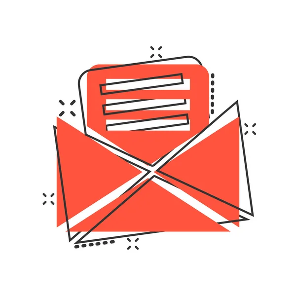 Mail envelope icon in comic style. Email message vector cartoon — Stock Vector