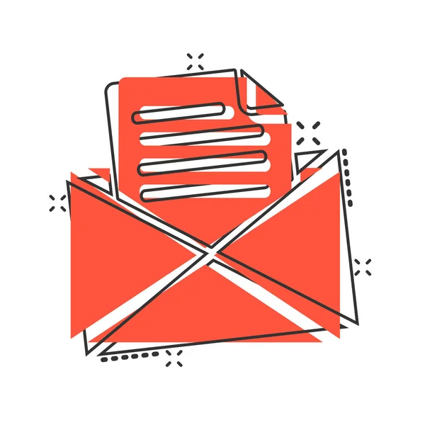 Mail envelope icon in comic style. Email message vector cartoon — Stock Vector