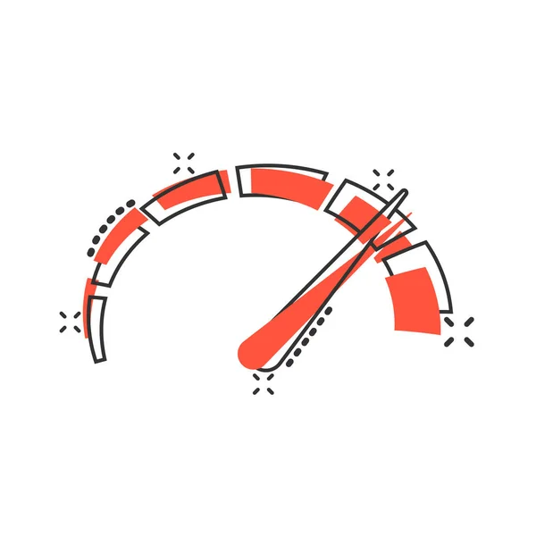 Icône du tableau de bord du mètre dans un style comique. Indicateur de notation de crédit prélèvement — Image vectorielle