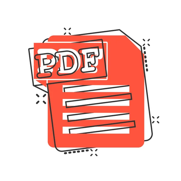 Εικονίδιο PDF σε στυλ κόμικ. Έγγραφο κείμενο διάνυσμα κινουμένων σχεδίων illustrati — Διανυσματικό Αρχείο