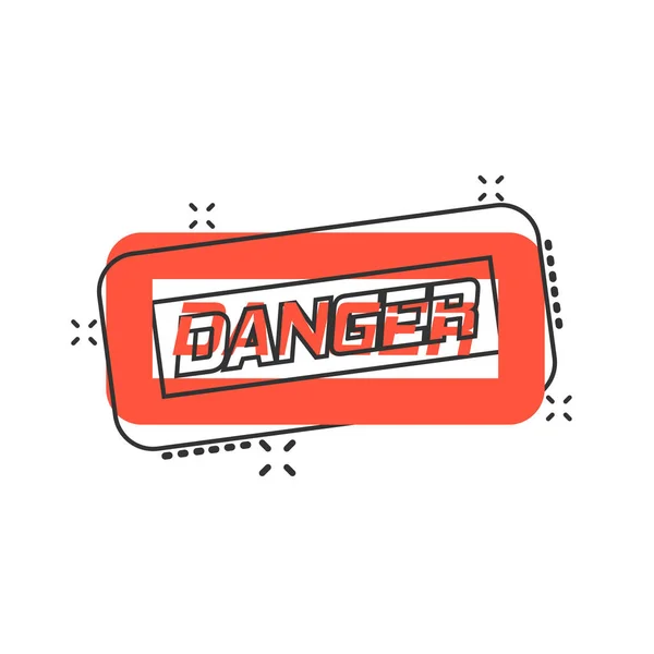 Warning, caution sign icon in comic style. Danger alarm vector c — Stock Vector