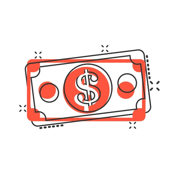 Dollár bankjegy ikon képregény stílusban. Dollárkészpénz-vektor — Stock Vector
