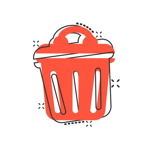 Ícone de lixo lixo bin em estilo cômico. Lixo balde vector carto — Vetor de Stock