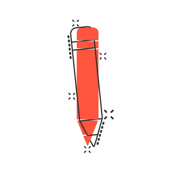 Pencil with rubber eraser icon in comic style. Highlighter vecto — Διανυσματικό Αρχείο