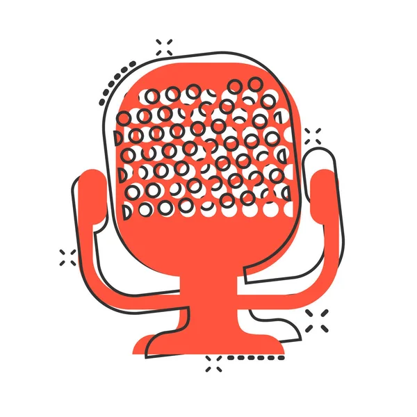 Çizgi roman tarzında bir mikrofon ikonu. Mikrofon yayın vektör karikatürü III — Stok Vektör
