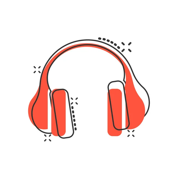 Fülhallgató fejhallgató ikon képregény stílusban. Fülhallgató vektor rajzfilm — Stock Vector