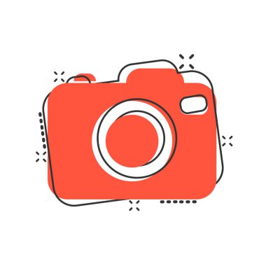 Çizgi roman tarzında fotoğraf makinesi simgesi. Fotoğraf makinesi ekipmanı vec