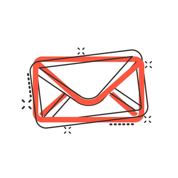 邮件信封图标在喜剧风格。 接收电子邮件垃圾邮件审查c — 图库矢量图片