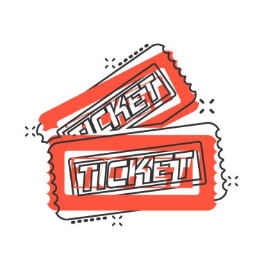 Çizgi roman tarzında sinema bileti ikonu. Giriş kuponlarından birini kabul et.