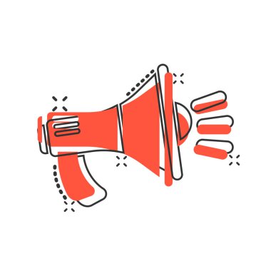 Çizgi roman tarzında megafon hoparlörü ikonu. Bullhorn ses anonsu